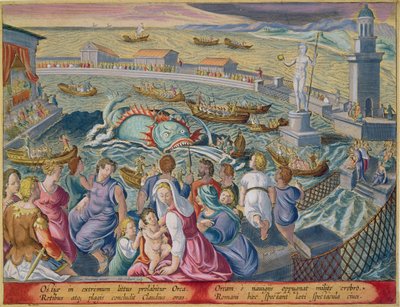 Sea Monster Attacking a Boat During a Spectacle in a Marine Enclosure at Ostia, plate 85 from 